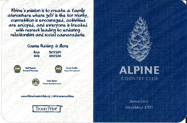 Alpine Jr. Scorecard